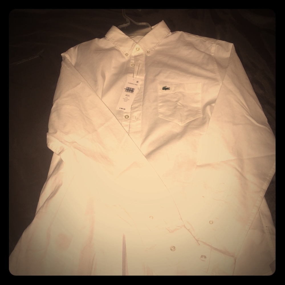 NWT Lacoste white button down shirt. Regular fit